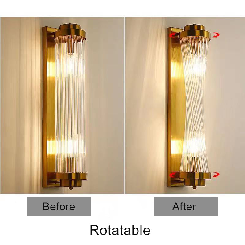 Crystal Cylinder Column Rotation 2-Light Wall Lamp
