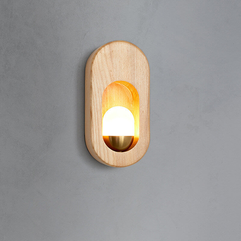 Circle Ring Solid Wood Wall Lamp