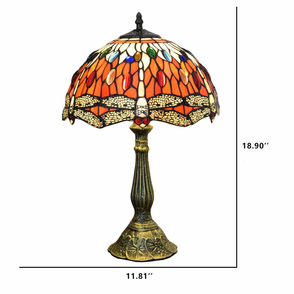 Red Dragonfly Stained Glass Table Lamp