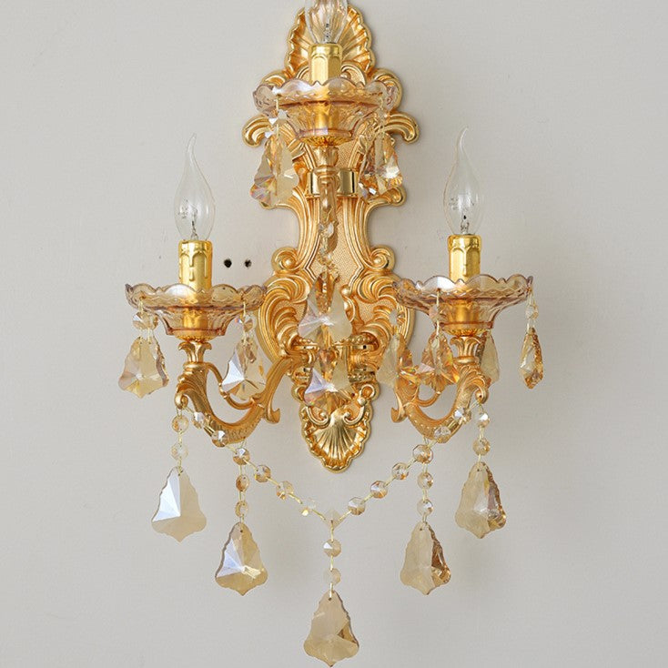 Candlestick Shape Crystal 3-Light Wall Lamp