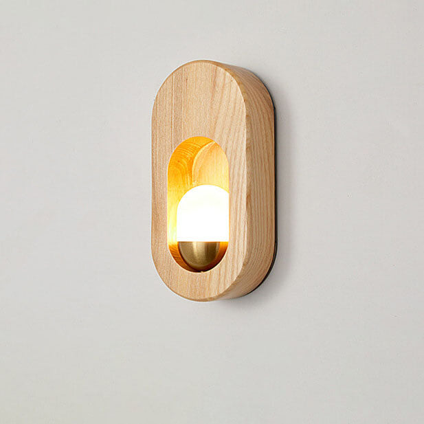 Circle Ring Solid Wood Wall Lamp