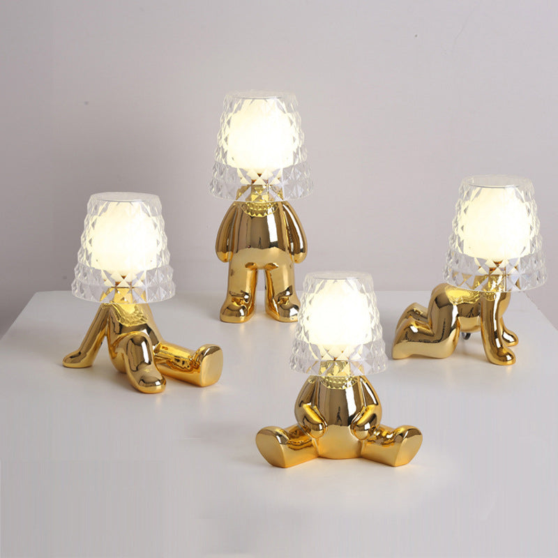 Acrylic Lampshade Electroplating Golden Table Lamp