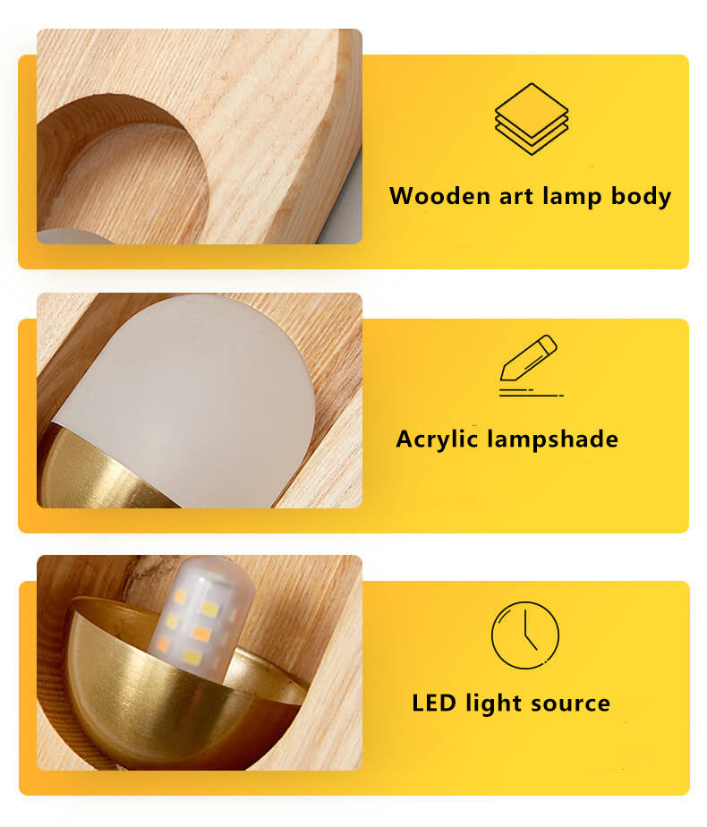 Circle Ring Solid Wood Wall Lamp