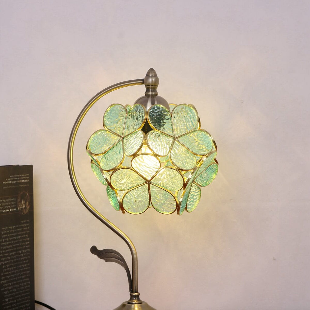 Green Petal Ball Stained Table Lamp