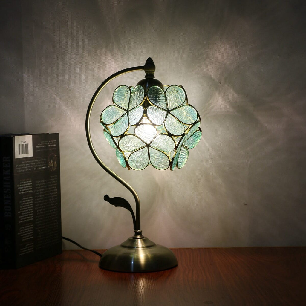 Green Petal Ball Stained Table Lamp