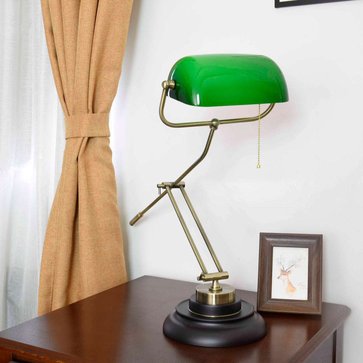 Republic Style Green Glass Table Lamp