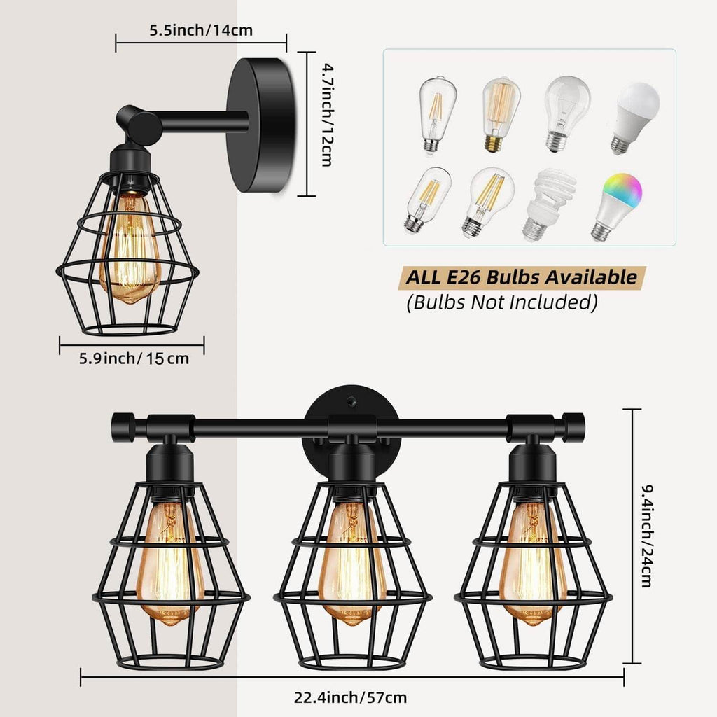 Wrought Iron Cage 3-Light Outdoor Light