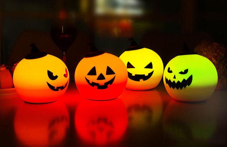Halloween Round Pumpkin Pat Table Lamp