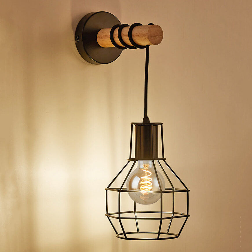 Wrought Iron Cage Shape Wall Lamp
