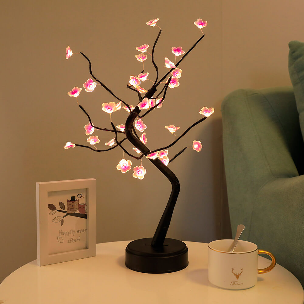 Bonsai Tree Plum Blossom Table Lamp