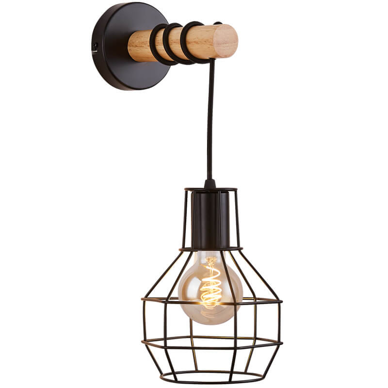Wrought Iron Cage Shape Wall Lamp