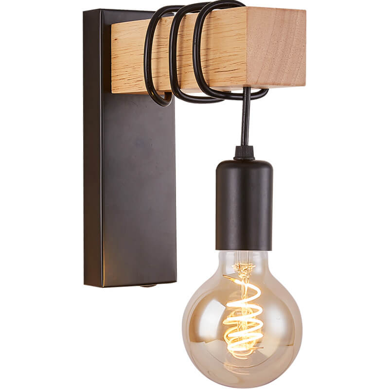 Wood Arm Wall Lamp