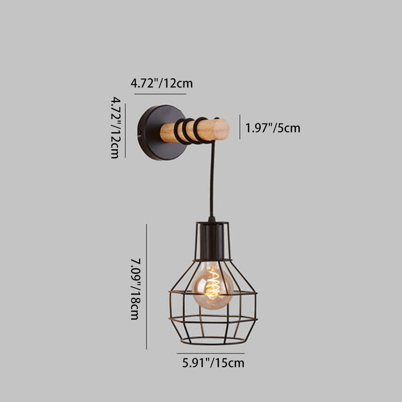 Wrought Iron Cage Shape Wall Lamp