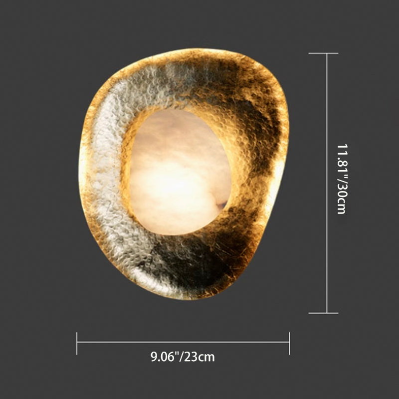 Round Copper Marble Bedroom Wall Lamp