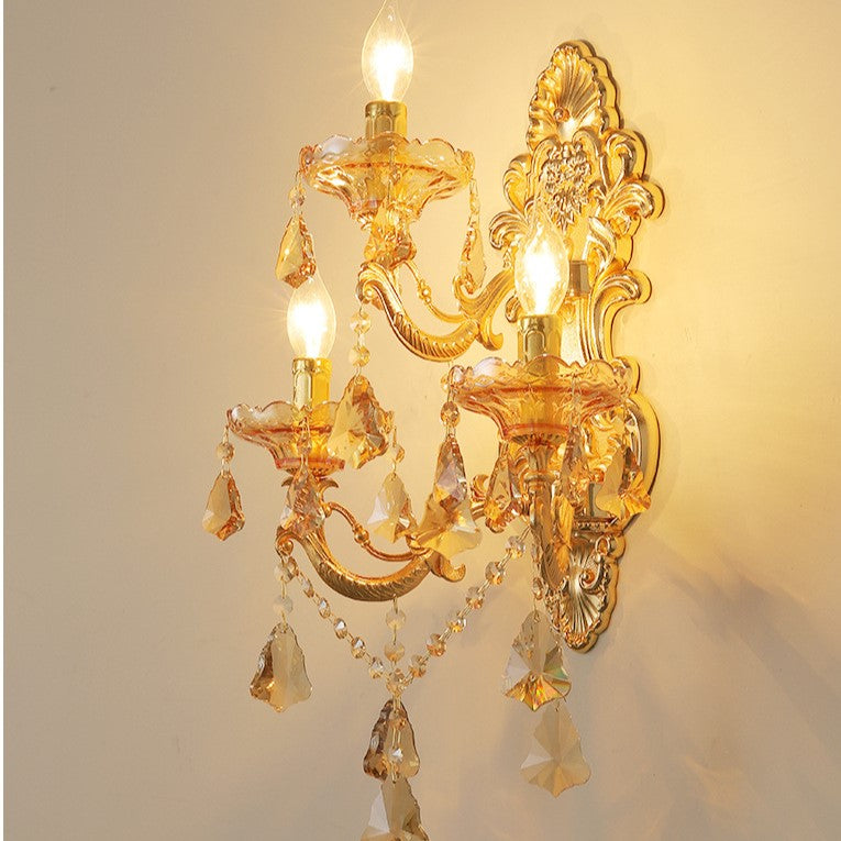 Candlestick Shape Crystal 3-Light Wall Lamp