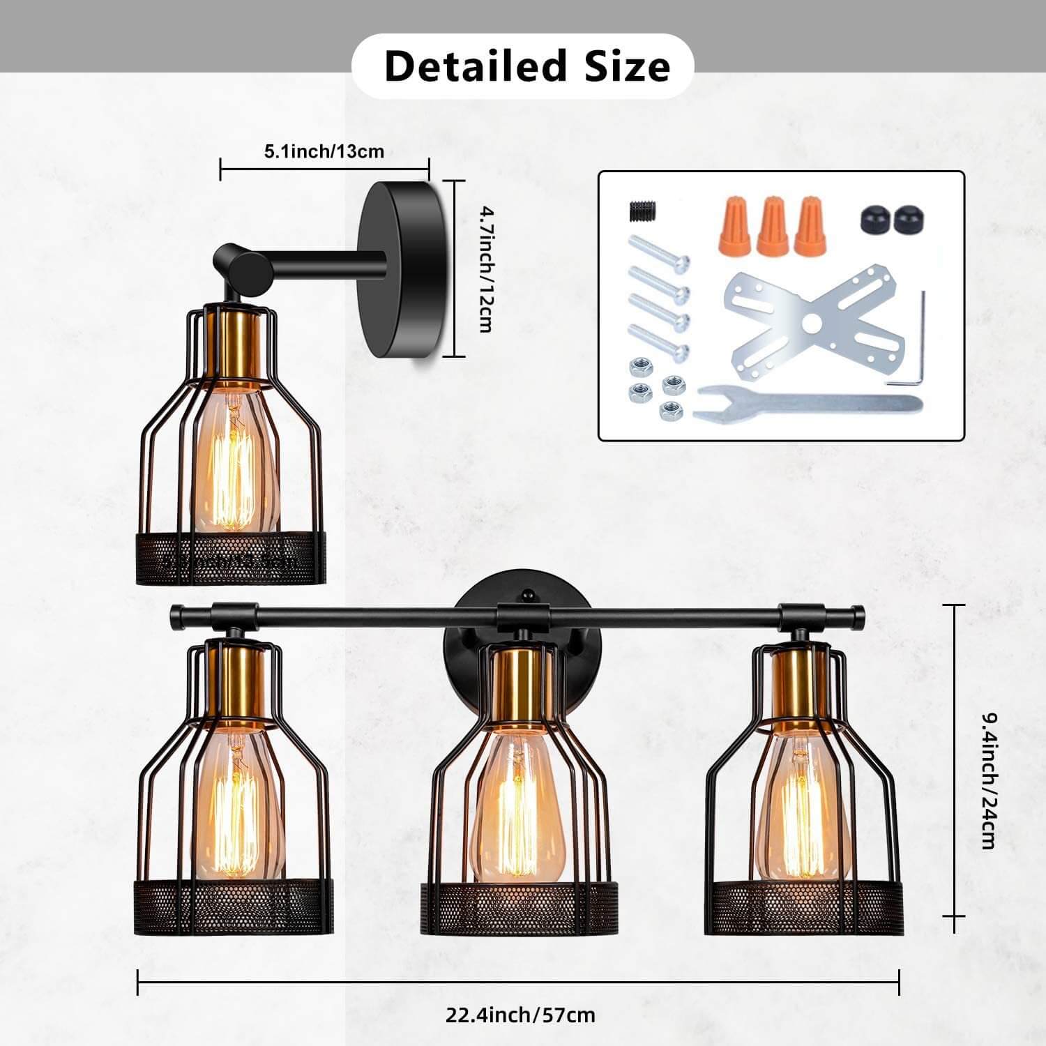Wrought Iron Cage 3-Light Outdoor Light