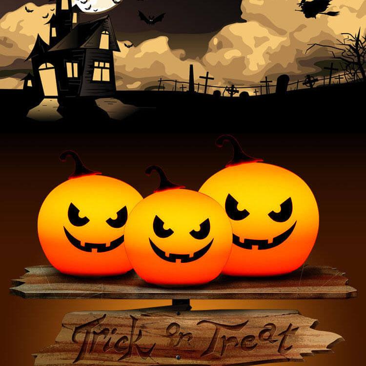 Halloween Round Pumpkin Pat Table Lamp
