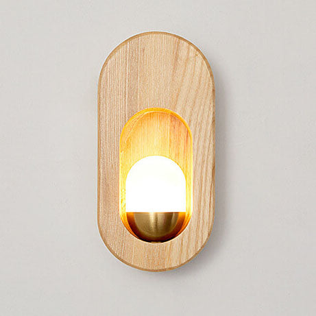 Circle Ring Solid Wood Wall Lamp