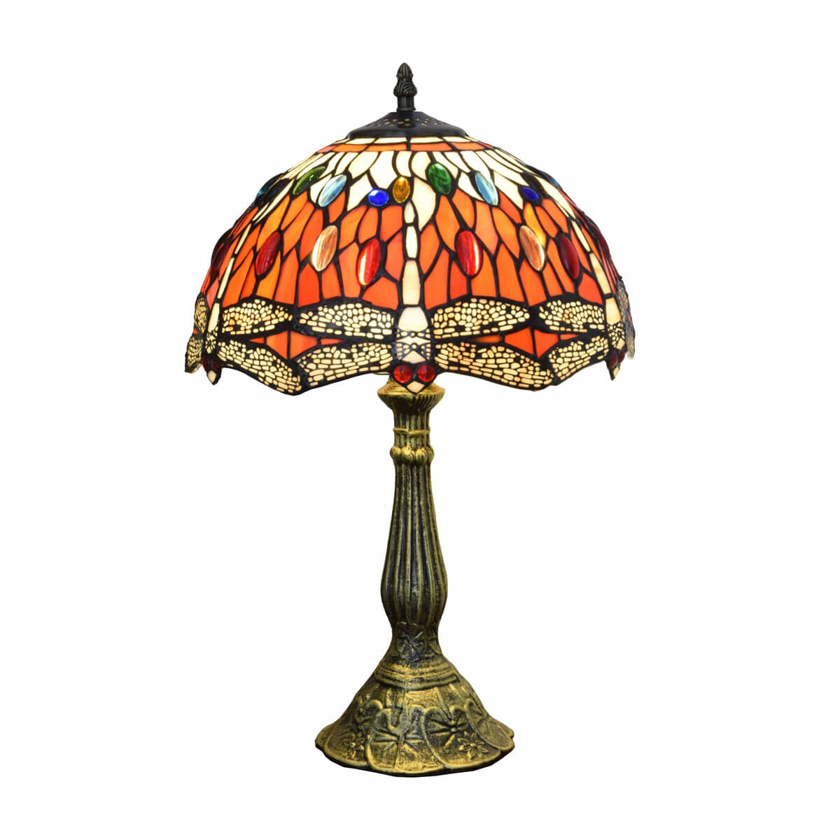 Red Dragonfly Stained Glass Table Lamp