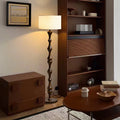 Cylindrical Solid Wood Fabric Floor Lamp