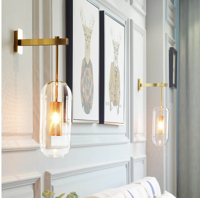 Cylinder Clear Glass Living Wall Lamp