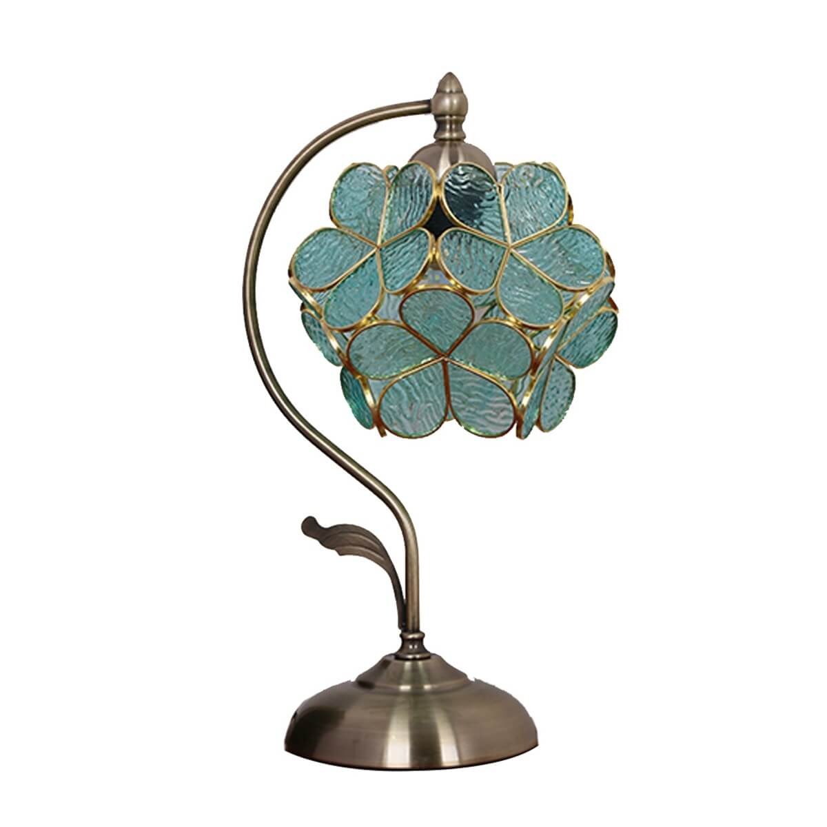 Green Petal Ball Stained Table Lamp