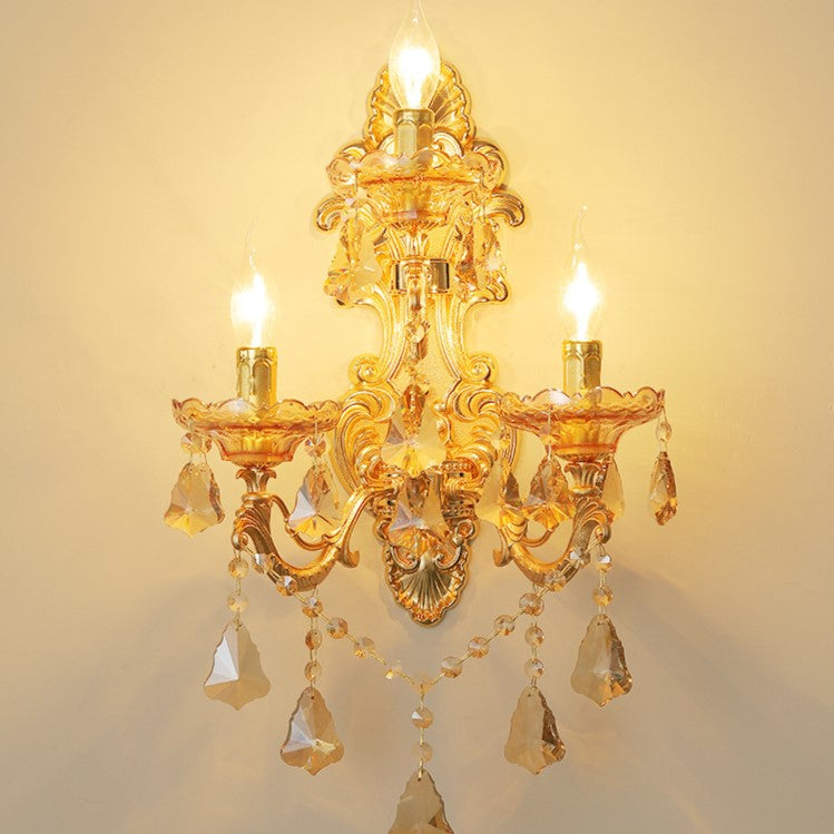 Candlestick Shape Crystal 3-Light Wall Lamp