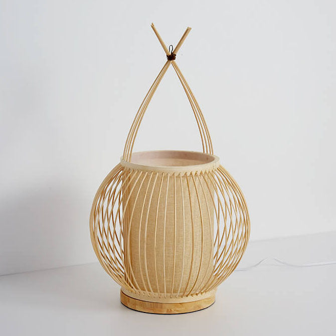 Bamboo Weaving Globe Table Lamp