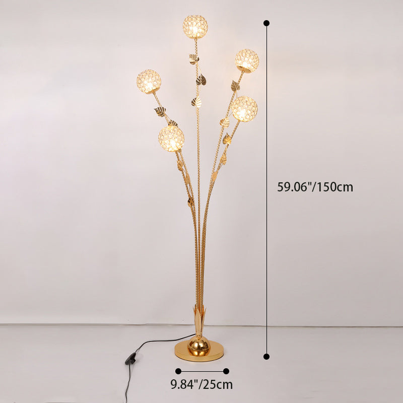 Modern Luxury Leaf Flower 5-Light Floor Lamp