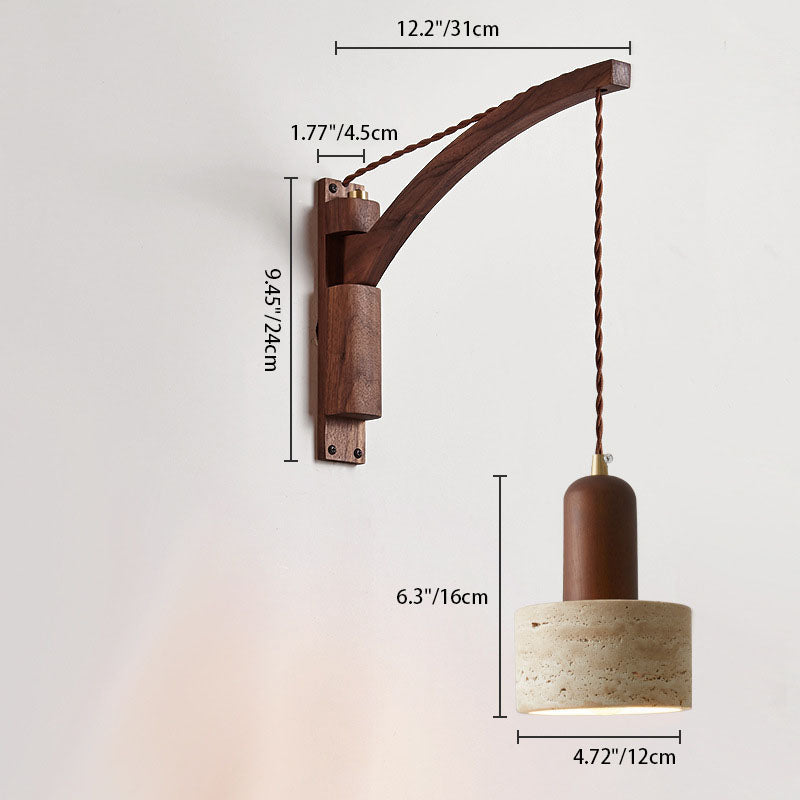 Solid Wood Glass Horn Wall Lamp