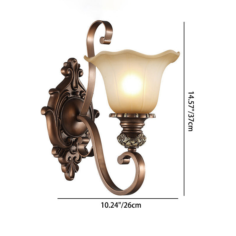 Frosted Glass Flower Iron Wall Lamp