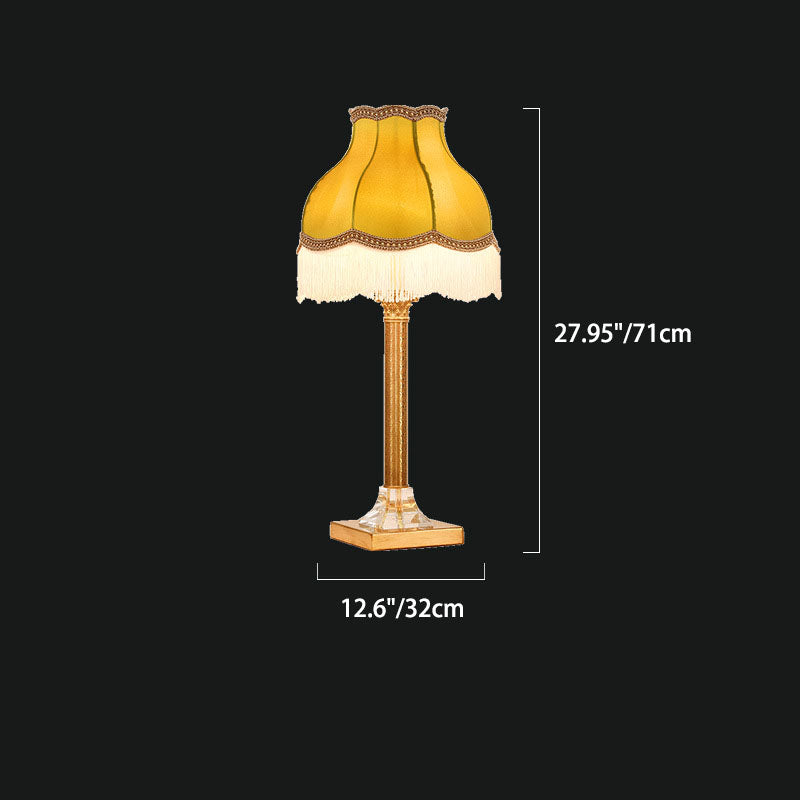Round Dome Copper Fabric Table Lamp