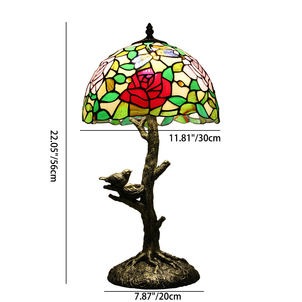 Dome Flower Hardware Stained Table Lamp