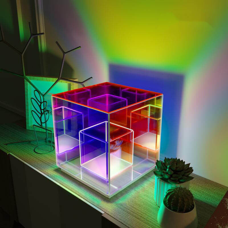 Acrylic RGB Line Rubik's Table Lamp