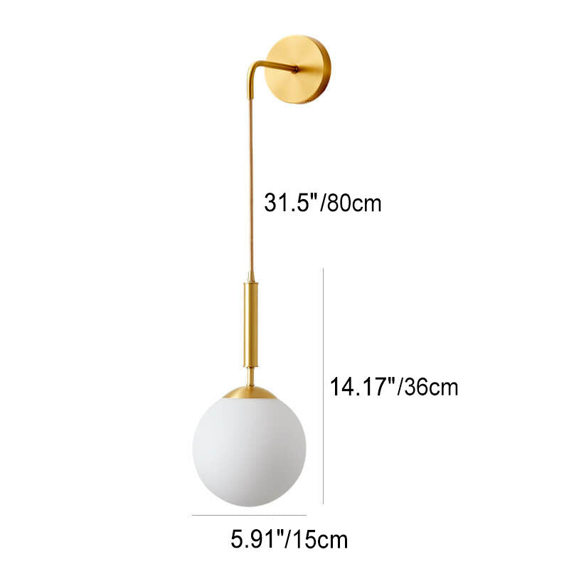 Round Ball Copper Glass Wall Lamp