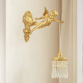 Crystal Brass Flower Angel Wall Lamp