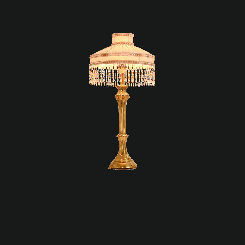 Fabric Round Brass Home Table Lamp