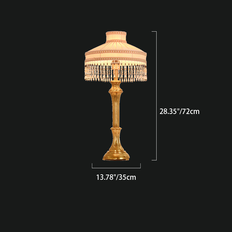 Fabric Round Brass Home Table Lamp