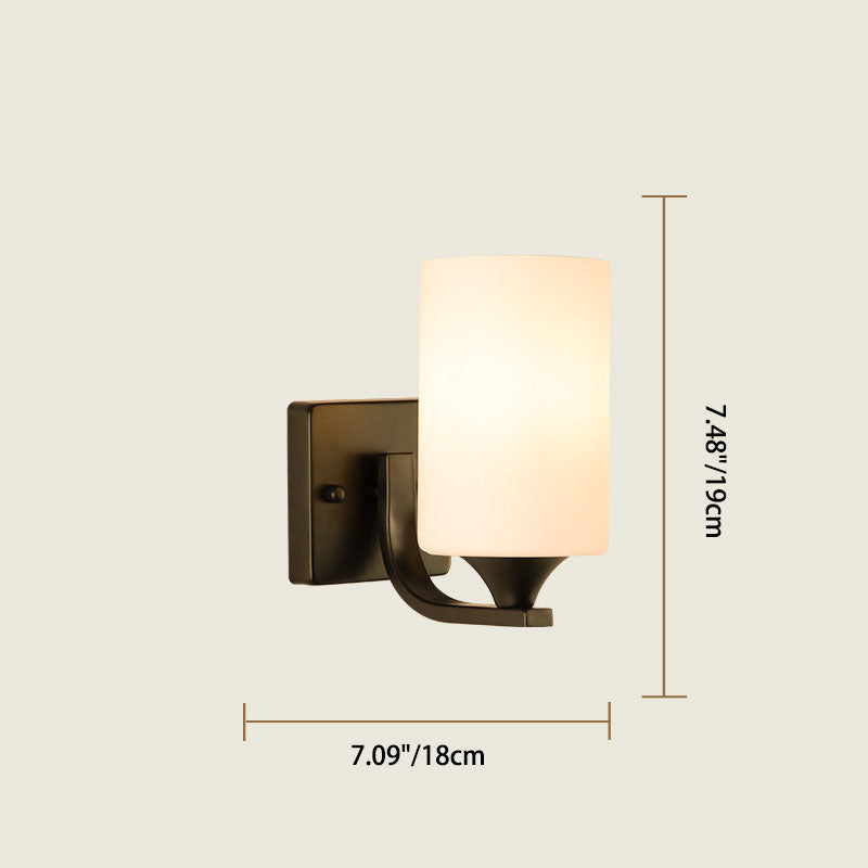 Cylinder Iron Glass 1/2 Wall Lamp