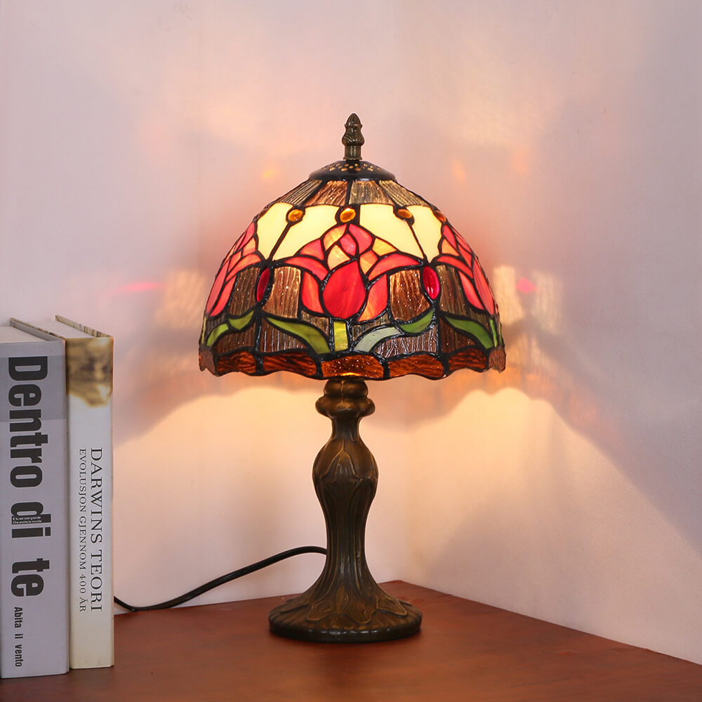Tulip Stained Glass Round Table Lamp