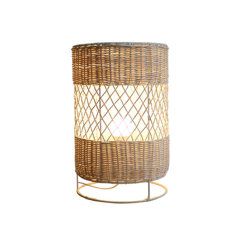 Rattan Weaving Round Column Floor Lamp