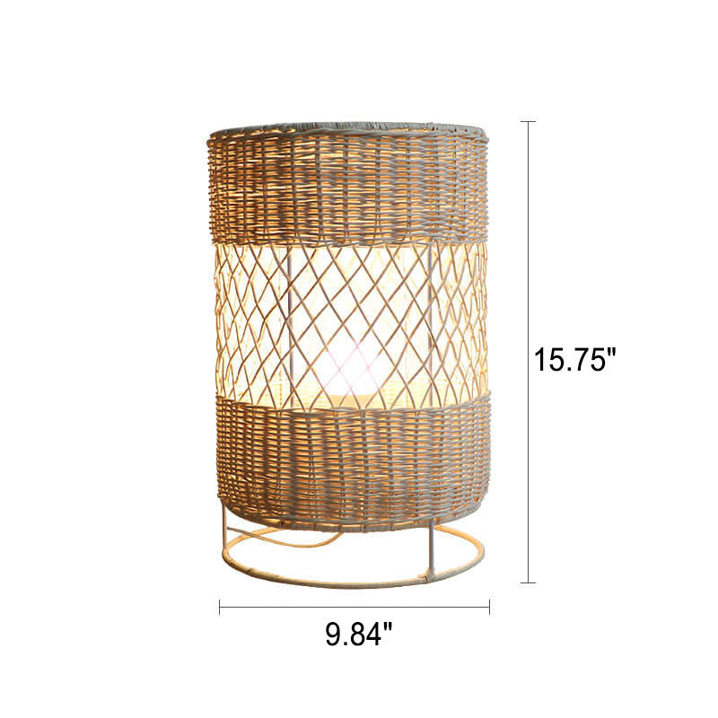 Rattan Weaving Round Column Floor Lamp
