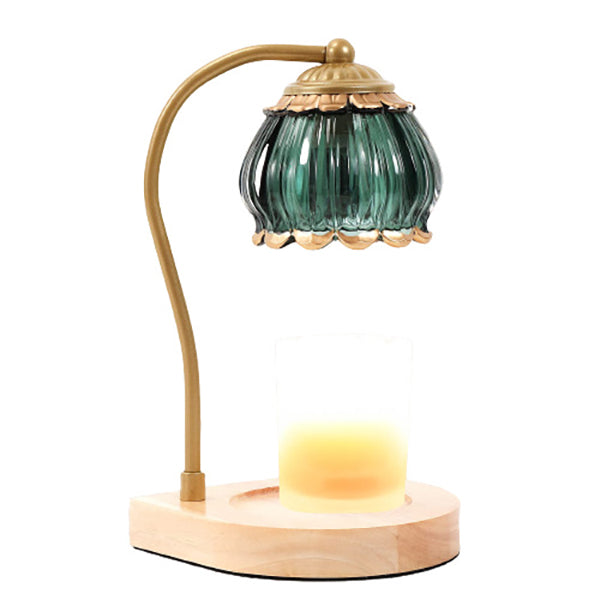 Flower Wood Iron Glass Table Lamp