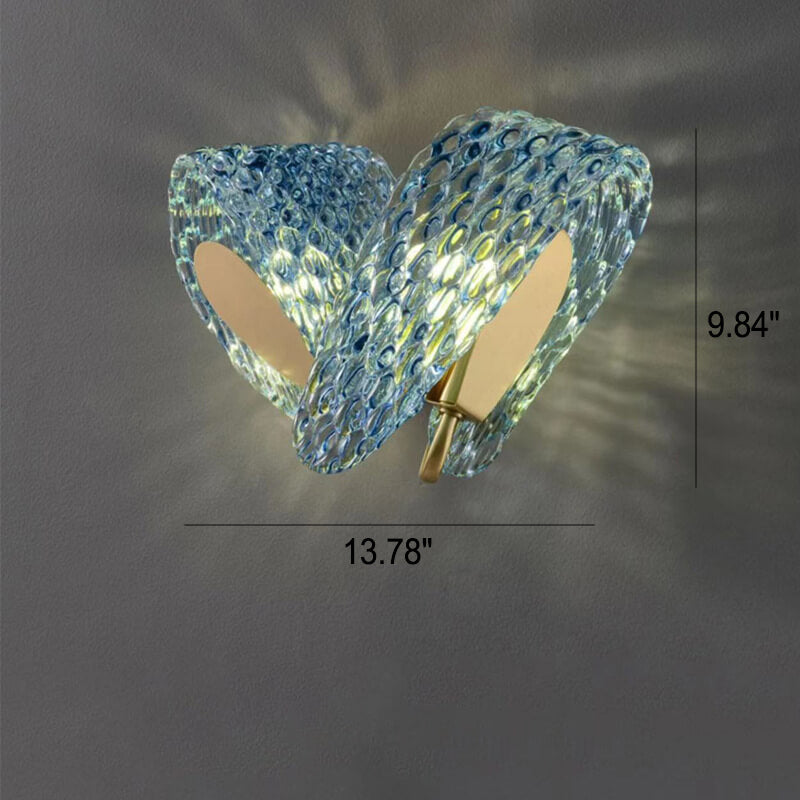 Blue Floral Glass 2/3 2-Light Wall Lamp