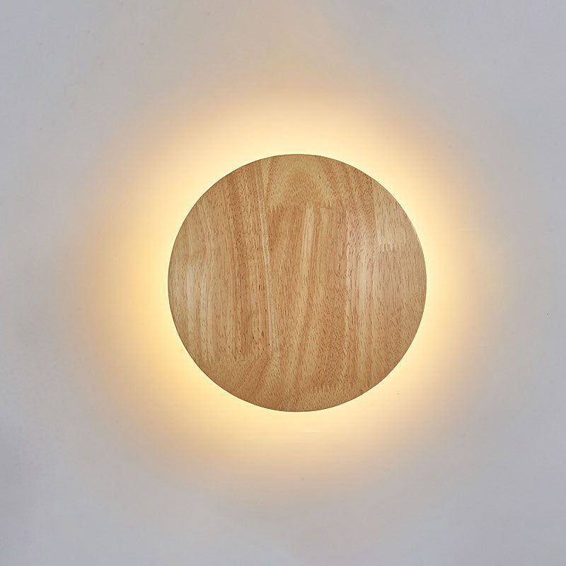 Round Irregular Oval Wood Wall Lamp