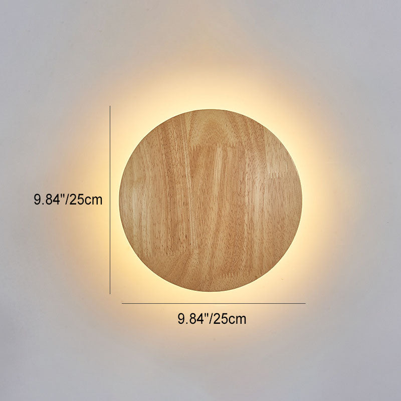 Round Irregular Oval Wood Wall Lamp