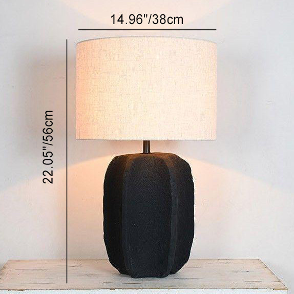 Round Cylinder Ceramic Fabric Table Lamp