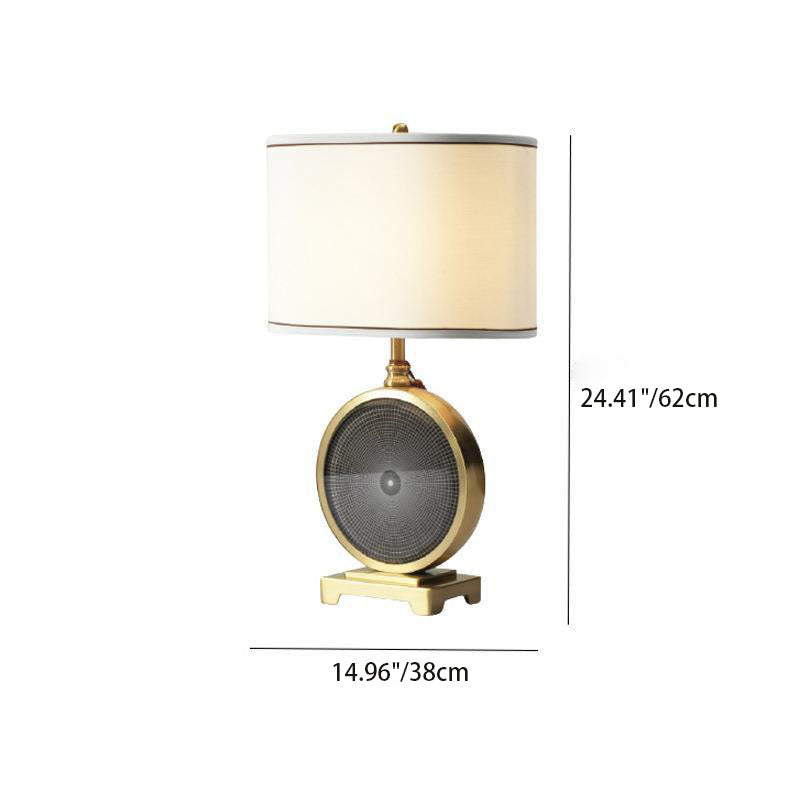 Fabric Iron Round Bedroom Table Lamp