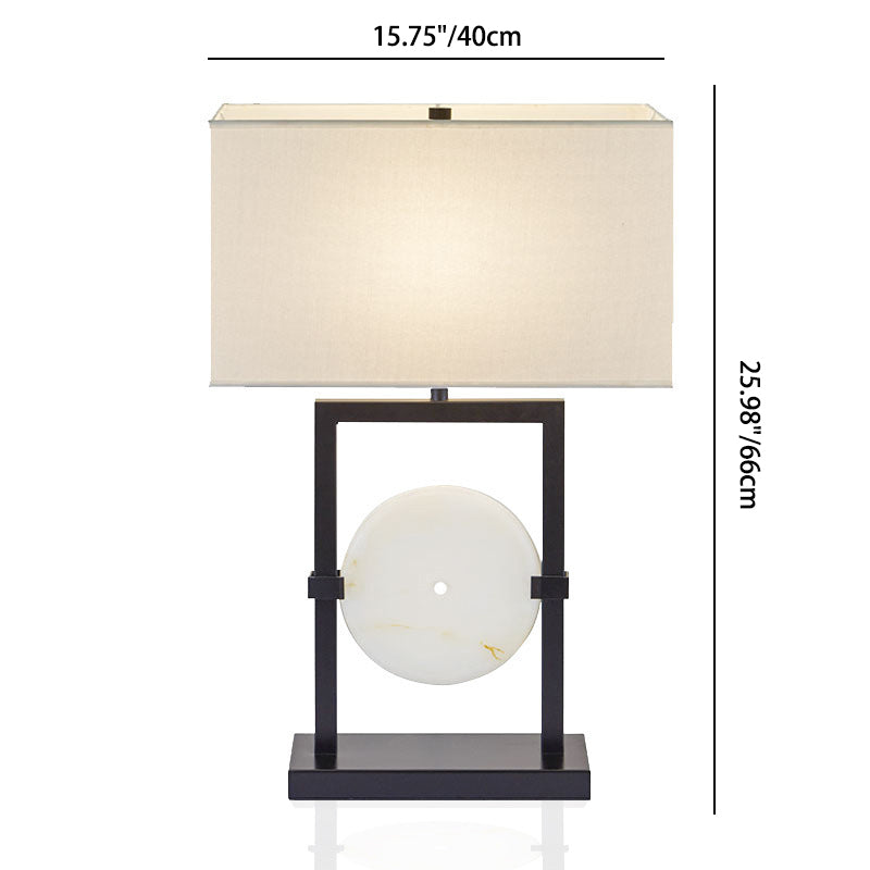 Rectangular Frame Round Hardware Table Lamp