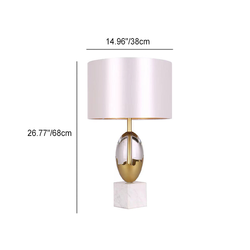 Fabric Crystal Marble Bedroom Table Lamp
